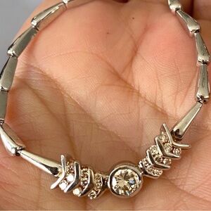 STUNNING Estate SOLID 14K White Gold Genuine Diamond Collar 16” Necklace!